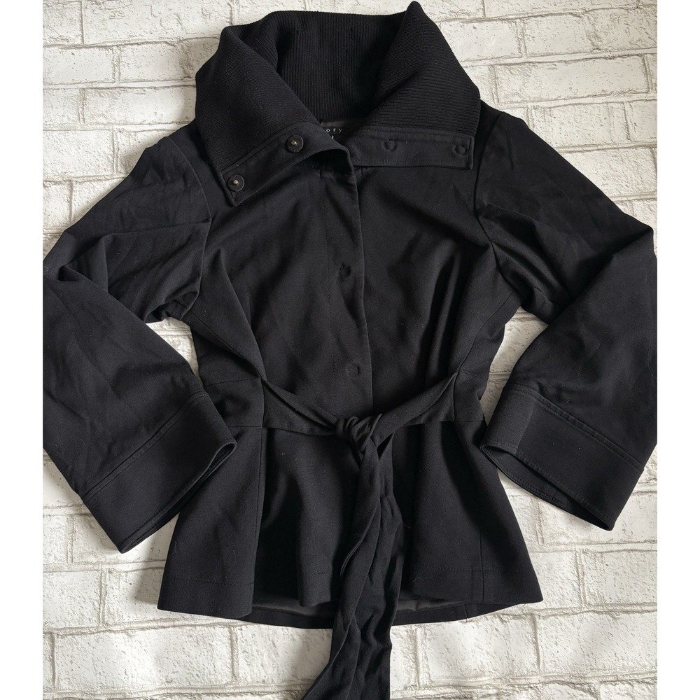 Theory‎ Shallina Black Belted Stretch Collared Casual Jacket - size L